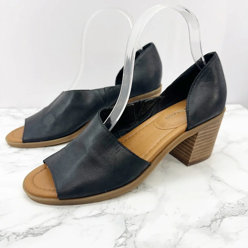 Lucky‎ Brand Raheema D'Orsay Black Block Heel Sandals Size 7.5